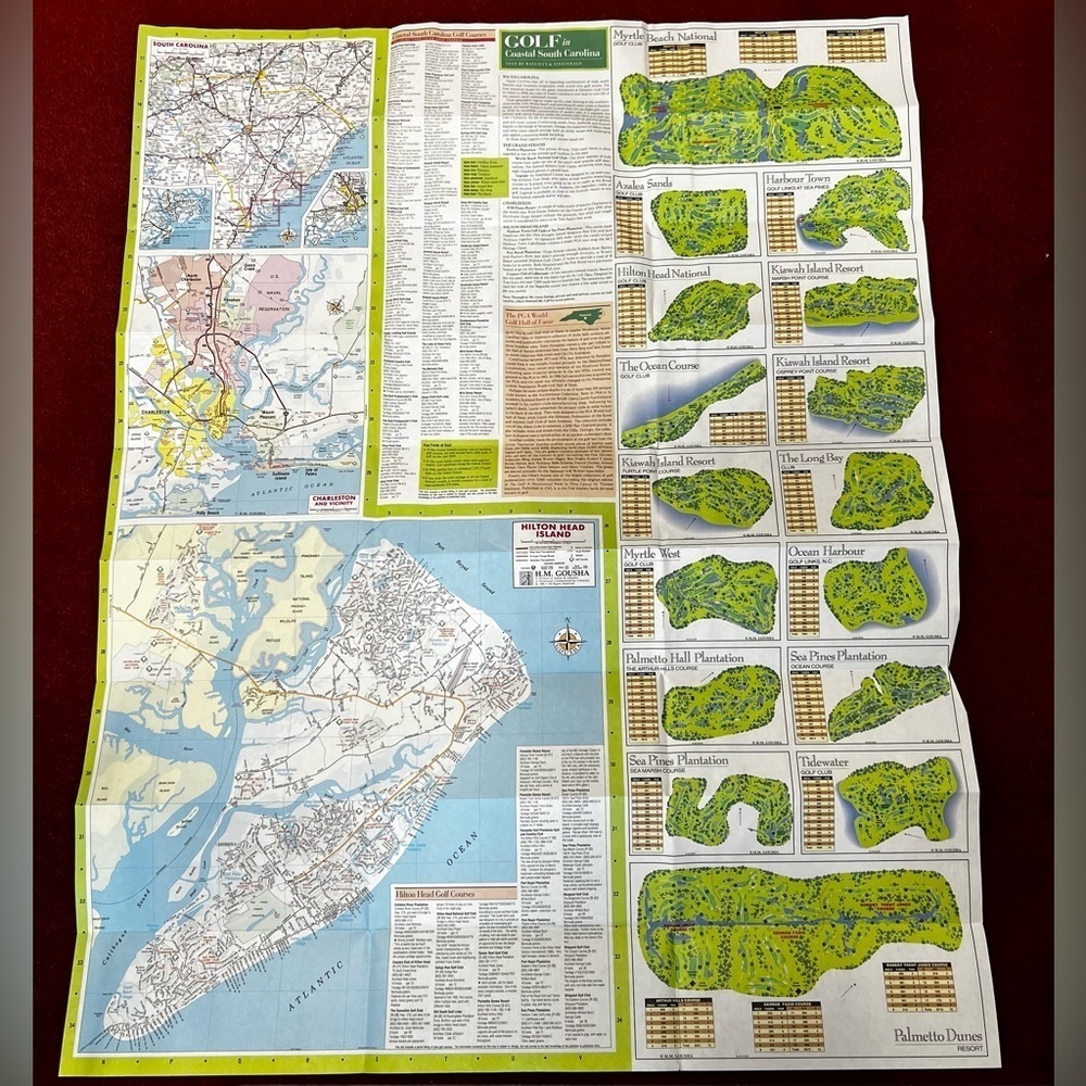 Vintage 1993 Golf Map of Costal South Carolina Brochure